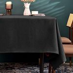 BALCONY & FALCON Extra Large Rectangular Tablecloth Water resistant Table Cover for Gatherings Households Restaurants Kitchen Banquets (Black, 230 x 335cm)