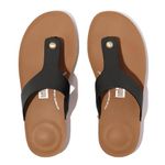 Fitflop Women's iQUSHION Leather Toe-Post Sandals Flip-Flop, Black, 8 UK