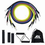 AFX Sports Exercise Resistance Bands Set, Fitness Stretch Workout Kit, 5 Tubes, 2 Foam Handles, 2 Ankle Straps, Door Anchor for Men Women, Home Gym Equipment, Yoga Pilates Physio