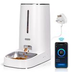 Nobleza 4L Automatic Cat Feeder, APP Control, 2.4G WiFi Smart Dry Food Dispenser with Stainless Steel Bowl, 10s Voice Recorder, Battery Operated, Portion Ccontrol, 1-10 Meals per Day.