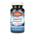 Carlson - Norwegian Salmon Oil, 500 mg Omega-3s, Norwegian Salmon Oil Supplement, Wild Caught Omega 3 Salmon Oil Capsules, Sustainably Sourced, 50 Softgels