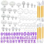 84 Pcs Cake Decorating Tools Fondant Cutters, Flower Cutters for Sugarcraft, Rose Flower Alphanumeric Characters Moulds Set Best Gift for Biscuits Chocolate Fondant Almond Sugar Syrup