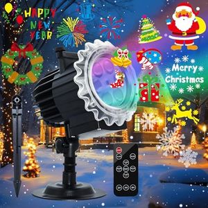 Christmas Decorations,Segotendy 96 Patterns Christmas Projector Lights Outdoor Indoor,LED Christmas Projector with Remote Control,Waterproof Snowflake Projection Lights for Party Garden New Year Gift