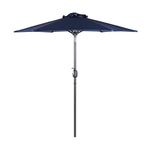 Alfresia 2 Metre Parasol - Round with Push Button Tilt, Outdoor Table Parasol Umbrella with Crank Handle, Garden Patio Sun Shade, Blue, Easy Assemble