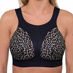 Gemm Ladies Plus Size Sports Bra for Women High Impact No Bounce Non Wired Large Busts Including Free Bra Extender Gym Exercise Yoga Running Athletic Workout Sportswear (46 H, Animal Print)