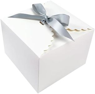 15PCS Small Gift Boxes, Ivory White Gift Box with Grey Ribbon Wedding Favor Boxes Fancy Gift Boxes with Lids for Anniverary,Birthday,Party,Homemade Chocolate Cookie, 4.7x4.7x3.5 inch(L,White2)