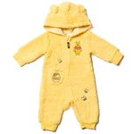 Disney Winnie the Pooh Mickey Mouse Lilo & Stitch Jack Skellington Monsters Inc Baby Zip Up Coverall Newborn to Infant Sizes, Yellow, 24 Months