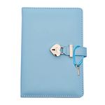 LinYesh Diary with Lock and Key, A5 PU Leather Notebook Lockable Diary Travel Diary Girls Journal Notebook with Heart Padlock, Children's Birthday Gift, 145 x 210 mm