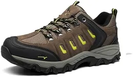 NORTIV 8 Men's Waterproof Hiking Shoes Leather Low-Top Hiking Shoes for Outdoor Trailing Trekking Camping Walking,Size 13,Black/Brown/Yellow,QUEST-1-W