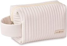 KROYWEN Cute Small Makeup Bag Portable Cosmetic Bag Travel Make Up Pouch Waterproof Toiletry Bags For Beauty Accessories Gift For Women And Girls (Beige), 18 x 12.5 x 7.5 Centimeters