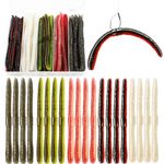 Dovesun 50Pcs Wacky Worm for Bass Fishing Soft Plastic Baits Fishing Lures Bass Trout Fishing Worms Kit