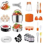 Artcome 91 PCS Accessories Set for Pressure Cooker 5,6,8 Qt - 60 Pcs Parchment Papers, 2 Steamer Baskets, Springform Pan, Stackable Egg Steamer Rack, Egg Bites Mold & More