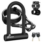 Sportneer 17mm Heavy Duty Bike U-Lock - High-Security Anti-Theft with 12mm x1.5m Steel Cable, 8''x5'' Compact Design, Includes Mounting Bracket for Mountain/Road/Folding/Electric Bikes