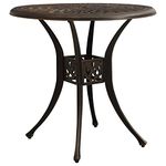 vidaXL Round Garden Table - Sturdy Cast Aluminium - Outdoor Furniture With Umbrella Hole and Unique Hollow Design - Industrial Style, Brown