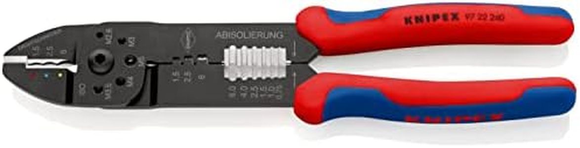 KNIPEX Crimping Pliers, 0.5-6.0 mm², for Cable Lugs and Spade Connectors, with Stripping and Cutting Function, Crimping Pliers, Terminal Pliers, 97 22 240