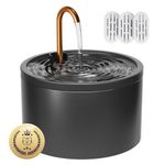 MISFANS Ceramic Cat Water Fountain, 2.1L/71oz Pet Fountain, Automatic Ceramic Drinking Fountain for Cats, Water Fountain Indoor with Ultra-Quiet Pump and Filter & Sponge (Black)