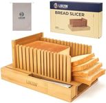 Lorzon Bamboo Bread Slicer with Bread Knife, Bread Cutting Guide with Storage Bag, Compact Bread Slicing Guide for Homemade Bread [Patent Pending]