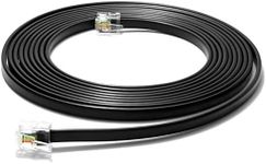 RetailAndBulk 15FT RJ11 Telephone Cord - Pro Grade Landline Phone Cable, 4 Wire, 100% Copper, Thickest Gold Contacts, Heavy Duty PVC Jacket (Straight, 15 Foot, Black) Made in USA