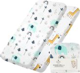 Lilly B. Organic Cotton GOTS 2 Fitted Cot Bed Sheets, Compatible Next2me, Snuzpod and All Bedside Cribs, Mini Crib up to 140x70cm Pack of 2 Sheets (Jungle)