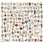 110Pcs Assorted Gold Plated Enamel Pendants Necklace Bracelet Charms for Jewelry Making WM381