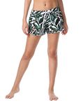 Nonwe Women's Board Shorts Floral Printed Beachwear Quick Dry Shorts with Pocket Leaf Dark Green L