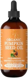 Organic Pumpkin Seed Oil, Cold-Pressed, 100% Pure Pumpkin Seed Oil for Hair Growth, Dry Skin, Anti-Aging Face Oil, Organic Hair Oil for Dry, Damaged Hair – Glass Bottle, 4 fl oz
