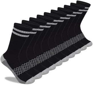 Comfoex 10 Pairs Boys Crew Socks 4-6 6-8 8-10 Years Old Athletic Socks Calf Long Socks For Kids Half Cushioned Cotton Socks, Black 10 Pairs, 7-10 Years