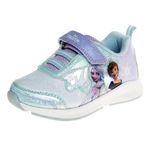 Disney Frozen Queen Elsa & Anna Characters Girls Shoes - Lightweight and Breathable - Light UP (12) Purple Blue