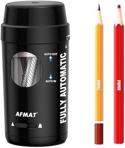 AFMAT Fully Automatic Pencil Sharpener with Container, Rechargeable Portable Desk Sharpener for 7-8mm Colored Pencils, Hands Free Pencil Sharpener for Kids Artists Home School Office Use, Black,PSX8