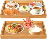 2 Pack Bamboo Serving Tray with Han