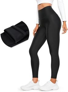 CRZ YOGA Womens High Waisted Fleece Lined Leggings 25 inches - Winter Warm Thick Thermal Soft Workout Yoga Pants Black Small