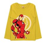 minicult Marvel Avenger Regular Fit Character Printed Full Sleeves Tshirt for Boys and Girls(Yellow a26)(Pack of 1)(11-12 Years)