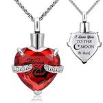 YOUFENG Jewellery Urn Necklace for Ashes Always in My Heart I Love You to The Moon and Back Birthstone Cremation Keepsake Pendant Necklaces (January)