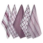 DII Oversized, Ultra- Absorbent, Professional Grade, Luxury Kitchen Dishtowel for Everyday Use, 18 x 28-Inch (Set of 5), Wine