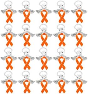 50 Pack Angel Orange Ribbon Pins - Orange Ribbon Awareness Pin for Leukemia, Kidney Cancer, Multiple Sclerosis, Skin Cancer & Gun Violence Awareness, Support Groups, Fundraising