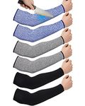 Neer 3 Pairs Cut Resistant Arm Sleeves Level 5 Arm Guard Protectors for Thin Skin Bruising Protective Sleeves for Men Women(L,Black Blue Gray)