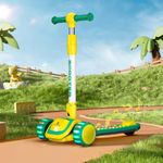 StarAndDaisy Skate Scooter for Kids 3-12 Years Girls & Boys with LED Light PU Wheels, 4 Level Height Adjustment, Upto 100 Kg Weight Support Chassis (Green-Yellow)