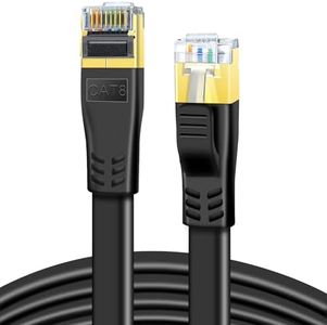 DDMALL CAT 8 Ethernet Cable, 10m High Speed 40Gbps 2000MHz 26AWG Shielded in Wall Flat S/FTP CAT8 Gigabit Network LAN RJ45 Patch Cord for Gaming, PS5, PS4, PS3, Xbox, Router, Modem, PC (10m Black)