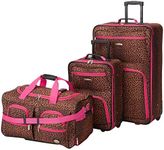 Rockland Vara Softside Upright Luggage, PINKLEOPARD, 3-Piece Set (20/22/28), PINKLEOPARD, One Size, Melbourne Hardside Expandable Spinner Wheel Luggage