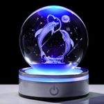 Movdyka Dolphin Gifts for Women Couples 3D Crystal Ball Dolphin Heart Statue Lamp Home Office Decor Snow Globes Dolphin Gifts for Girls on Birthday Wedding Christmas - 3.15"/8CM