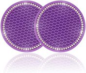 JUSTTOP Car Cup Holder Coaster, 2 Pack Universal Auto Anti Slip Cup Holder Insert Coaster, Bling Crystal Rhinestone Car Interior Accessories-Purple