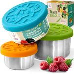 TAVVA Stainless Steel Snack Containers for Kids - Plastic Free Leak Proof Lunch Containers for Kids, Metal Lunch Box, Bento Box Containers, Toddler Lunch Container, Food Storage Containers with Lids