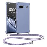 kwmobile Crossbody Case Compatible with Google Pixel 7a Case - TPU Silicone Cover with Strap - Lavender