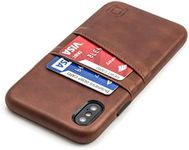 Dockem Wallet Case for iPhone X/XS: Built-in Metal Plate for Magnetic Mounting & 2 Credit Card Holders, 5.8" Exec M2 Synthetic Leather (Brown)