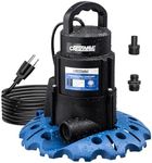 CrestWave 1/3HP Pool Cover Pump Automatic On Off Submersible Sump Pump 2900GPH Fast Draining for Pool Hot Tubs Flooded Rooftops Basements w/Dual Filter Bases, 3/4'' GHT Adapters, 25ft UL Cord & Rope