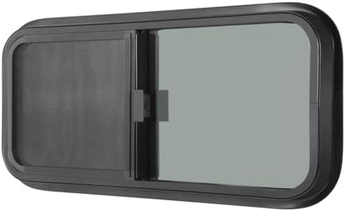 OUTPRIZE Horizontal RV Window, 42" W x 12" H Tinted Sliding RV Window with Net Screen and Trim Ring, Suitable for 15/16" or 1-3/8" and Slightly Thicker Up to 1/16" Walls, DOT Approved