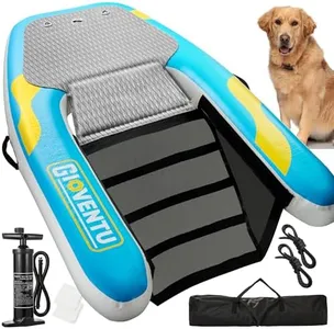 Inflatable Dog Pool Water Ramp, 62"x 40" Extra Large Dog Boat Ramp for Dogs Up to 220 lbs with Innovative 2-in-1 Ramp Assist, Protable Floating Puppy Ladder Docks for Pool Lake