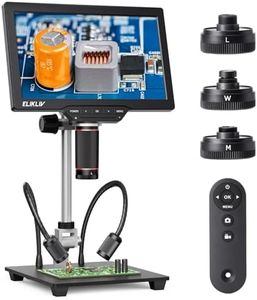 Elikliv 4K Soldering Digital Microscope: TL301 Max Magnetic 3-Lens Coin Microscope Magnifier with 10.1" IPS Display, Soldering Microscopes for Adults, Side Lights, 10" Stand, PC/TV Compatible, 64GB