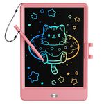 TEKFUN Toys for 3-7 Years Old Girls, Boys 8.5 Inch LCD Writing Tablet Colorful Drawing Pad with Anti-Lost Stylus Lanyard, Travel Car Toys Road Trip Activity Birthday Christmas Kids Toddler Gift(Pink)