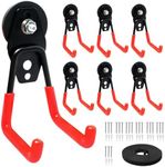 Olutacot 7 Pcs Magnetic Hooks Heavy Duty Magnetic Hook Large Garage Magnet Hooks for Hanging with Rubber Coating Nylon Fabric Tape 21 Pcs Screw Indoor Outdoor Tools